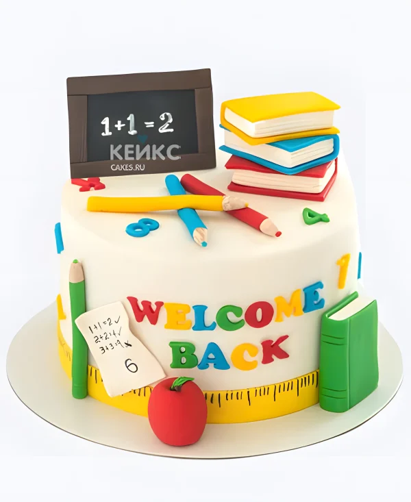 Торт на День учителя с карандашами и книгами Фото