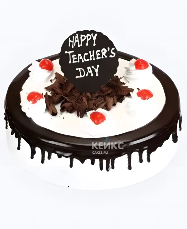 Торт на День учителя с вишней и шоколадом Фото