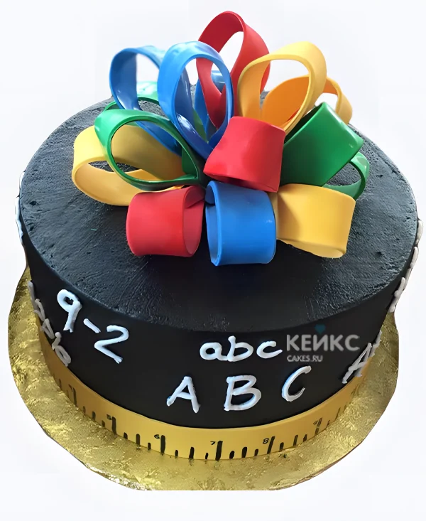 Торт на День воспитателя Яркий бант на черном Фото
