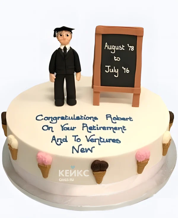 Торт на День воспитателя с фигуркой и мороженым Фото