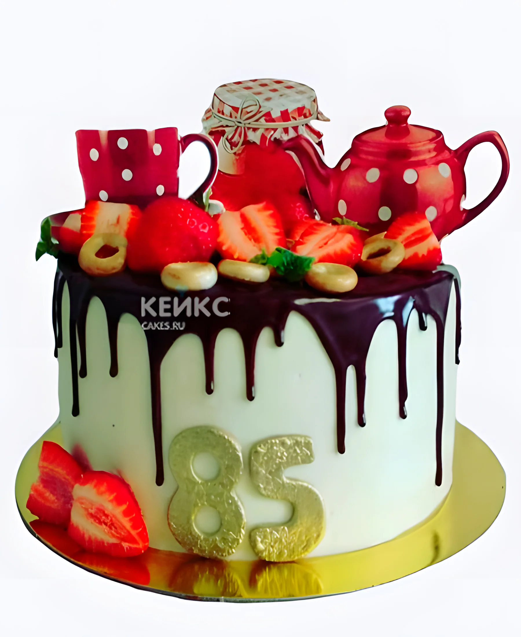 Торт на юбилей 85 лет с банкой варенья Фото