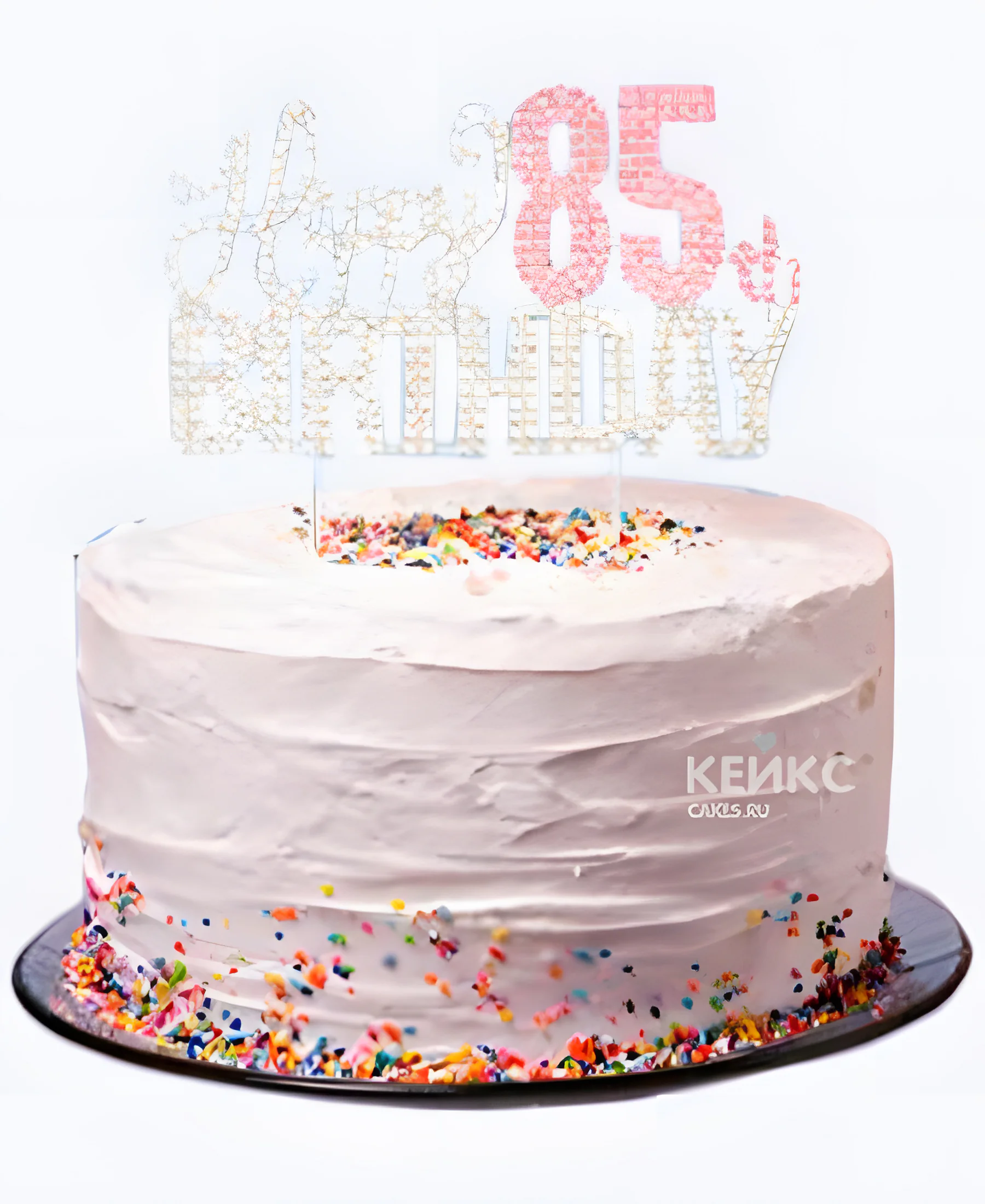 Торт на юбилей 85 лет с разноцветной посыпкой Фото