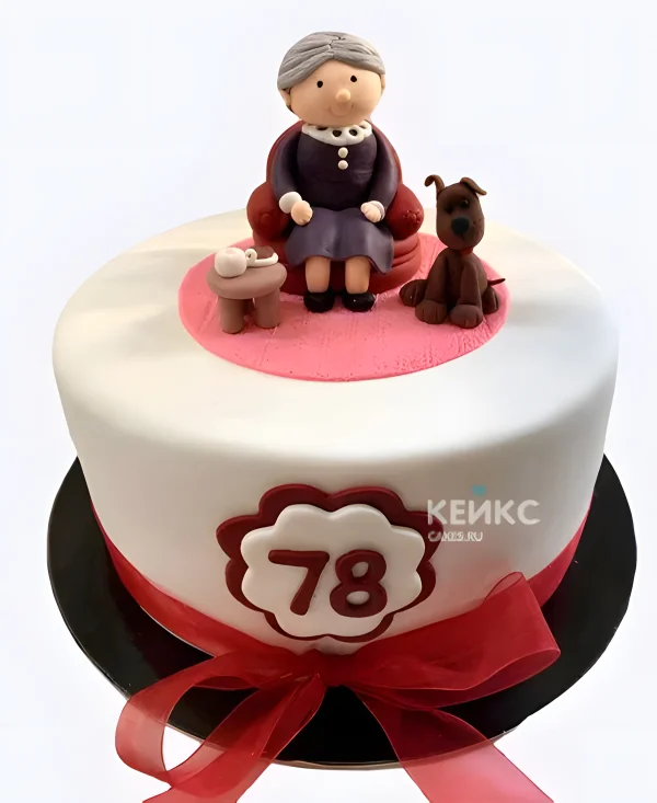 Торт на юбилей бабушке с собачкой Фото