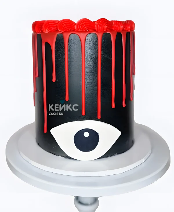 Торт на Хэллоуин с красной глазурью Фото