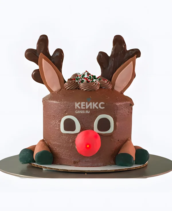 Торт на Рождество Голова оленя Фото