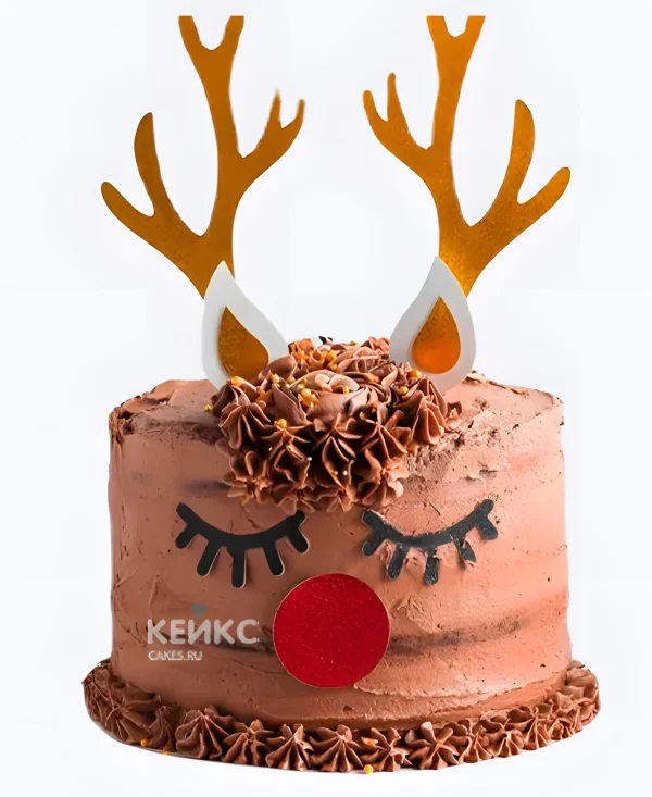 Торт на Рождество Коричневый олень Фото