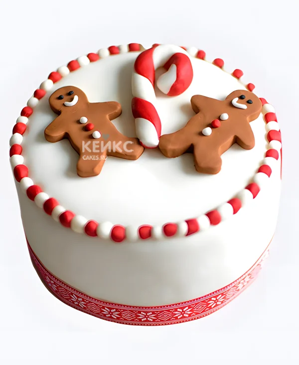 Торт на Рождество с пряниками и тростью Фото