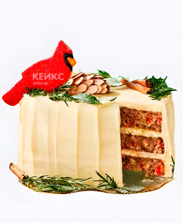 Торт на Рождество с птичкой розмарином и корицей Фото