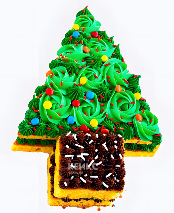 Торт на Рождество в виде наряженной елочки Фото