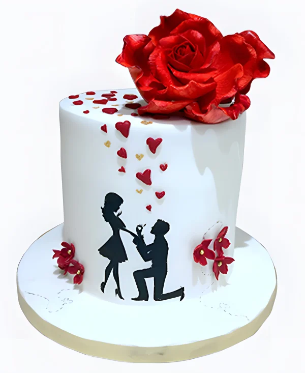 Торт на сватовство с большой красной розой Фото