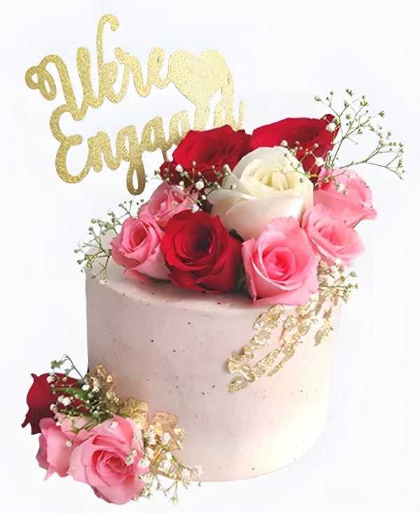 Торт на сватовство с красивым букетом цветов Фото