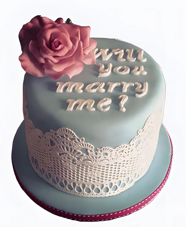 Торт на сватовство с розой и кружевом Фото