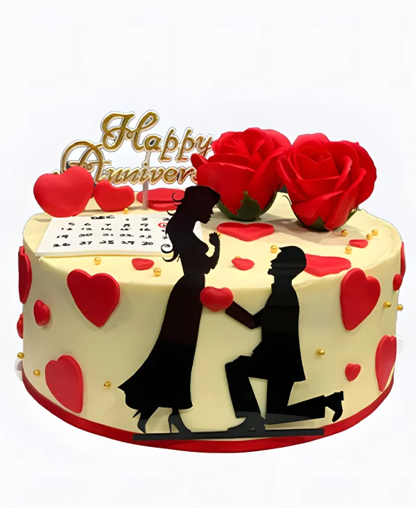 Торт на сватовство с влюбленными и цветами Фото