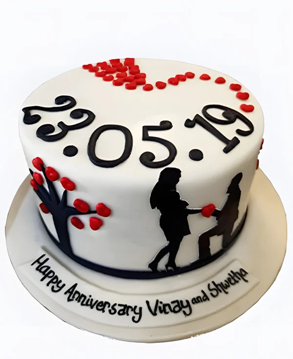 Торт на сватовство с влюбленными и датой Фото