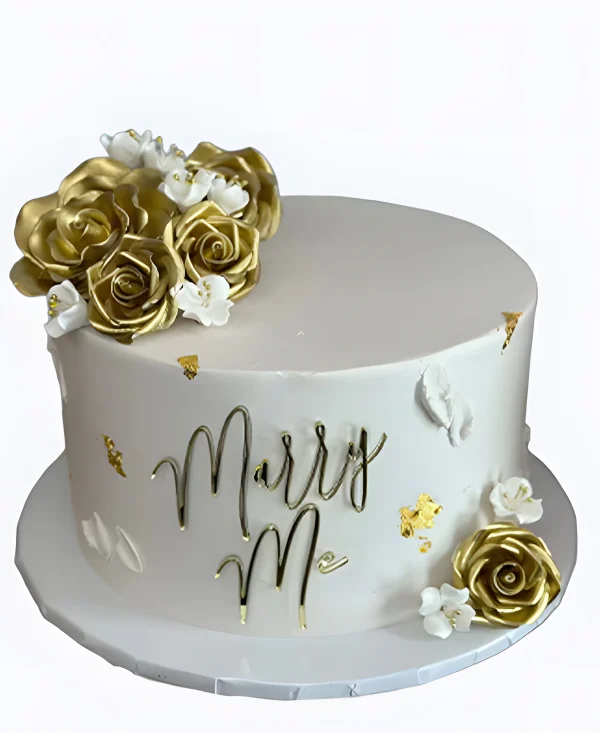 Торт на сватовство с золотыми розами Фото