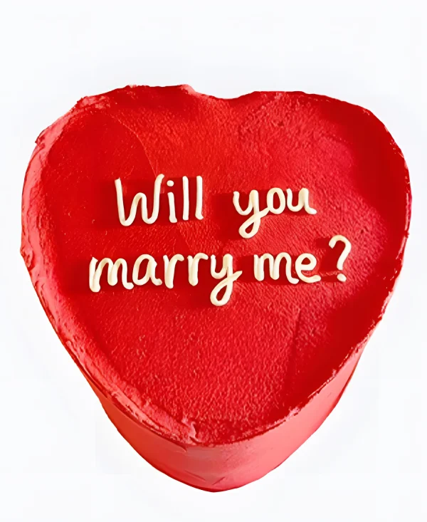 Торт на сватовство в виде сердца с надписью Фото