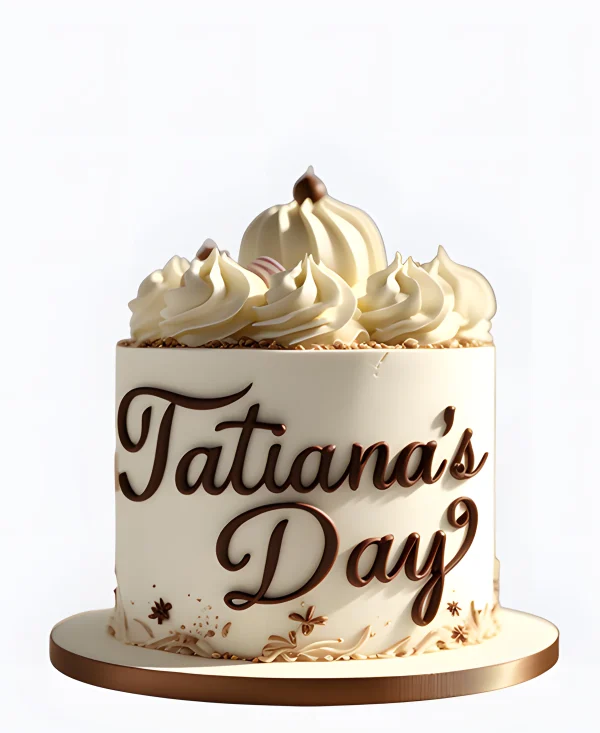 Торт на Татьянин день с шоколадной надписью Фото