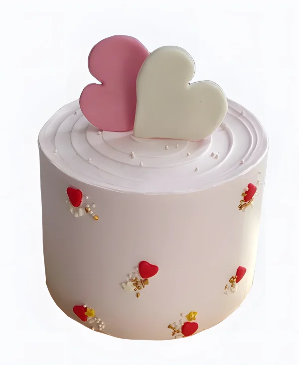 Торт нежно-розовый Два сердца Фото