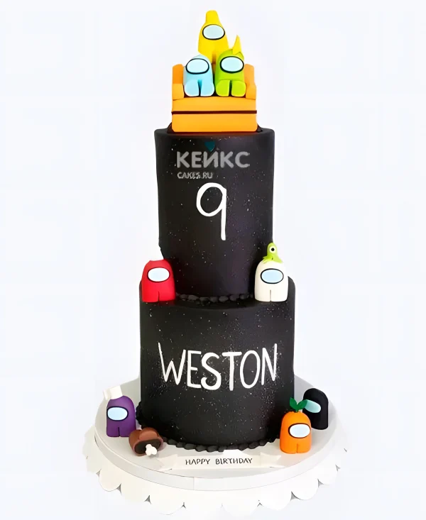 Торт по игре Among Us на день рождения 9 лет Фото