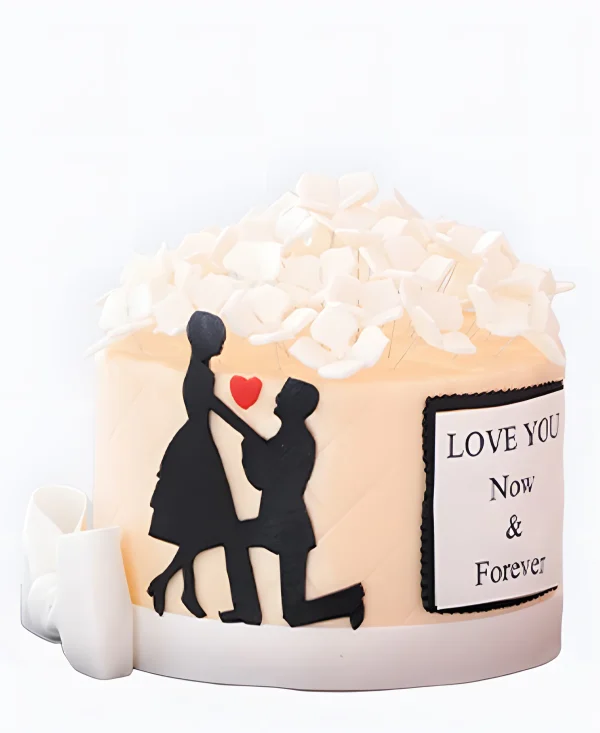 Торт с белыми цветочками на сватовство Фото