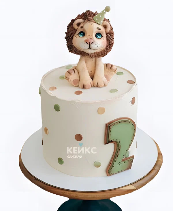 Торт с фигуркой льва и цифрой Фото
