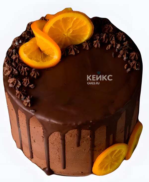 Торт с фруктами Апельсин в шоколаде Фото