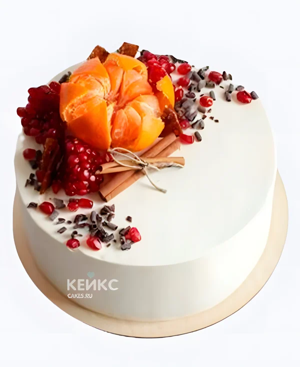 Торт с фруктами Мандарин с гранатом Фото