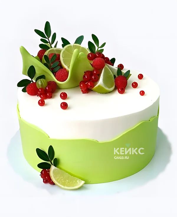 Торт с лаймом и красной смородиной Фото