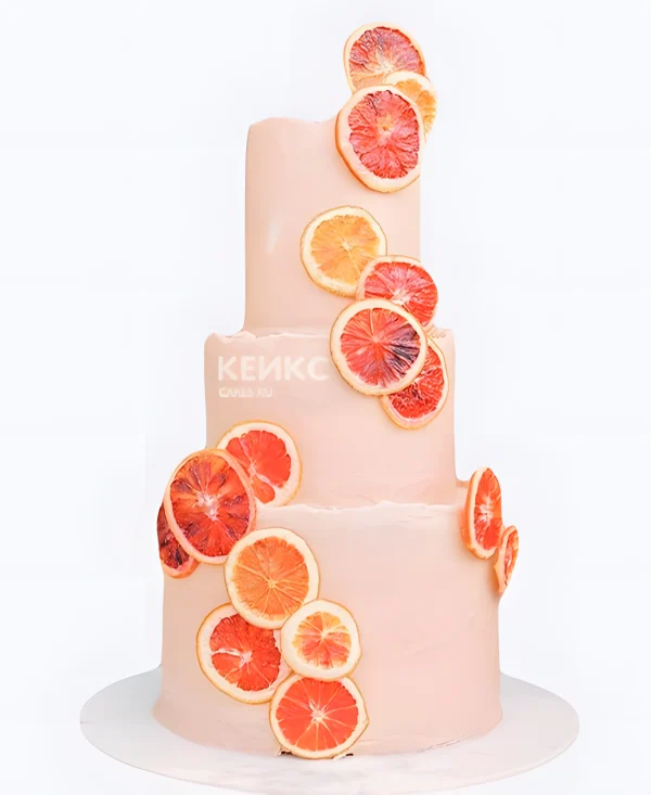 Торт с фруктами Сушеный апельсин Фото