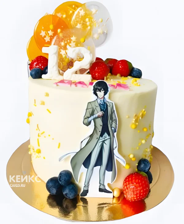 Торт с ягодами и леденцами на день рождения 12 лет Фото