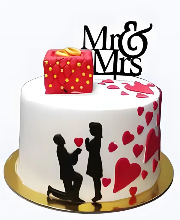 Торт с кольцами и сердцами на сватовство Фото