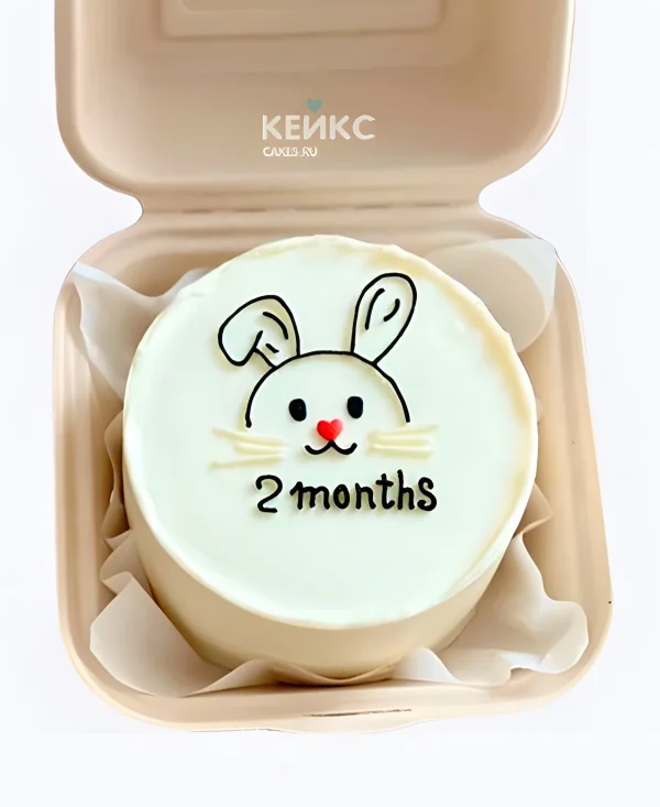 Бенто Торт с метрикой Зайчик на 2 месяца Фото