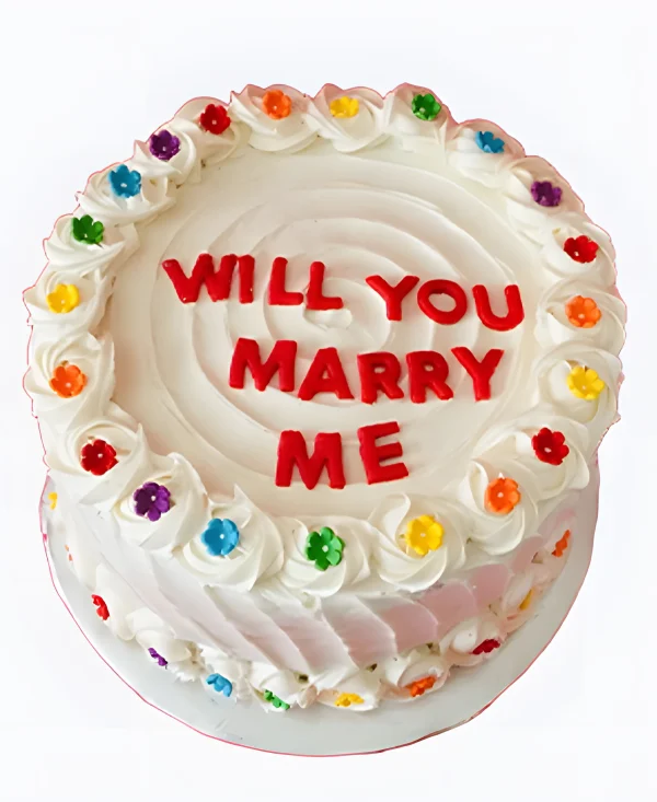 Торт с разноцветными цветочками на сватовство Фото