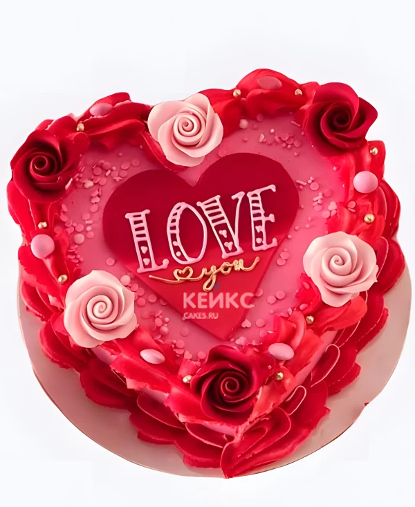Торт на день всех влюбленных в виде сердца Фото