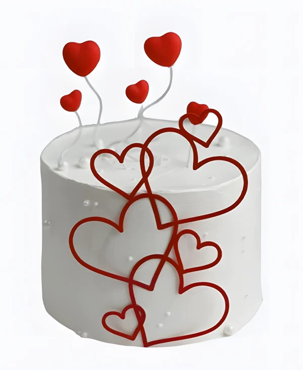 Торт с сердечками и жемчугом Фото