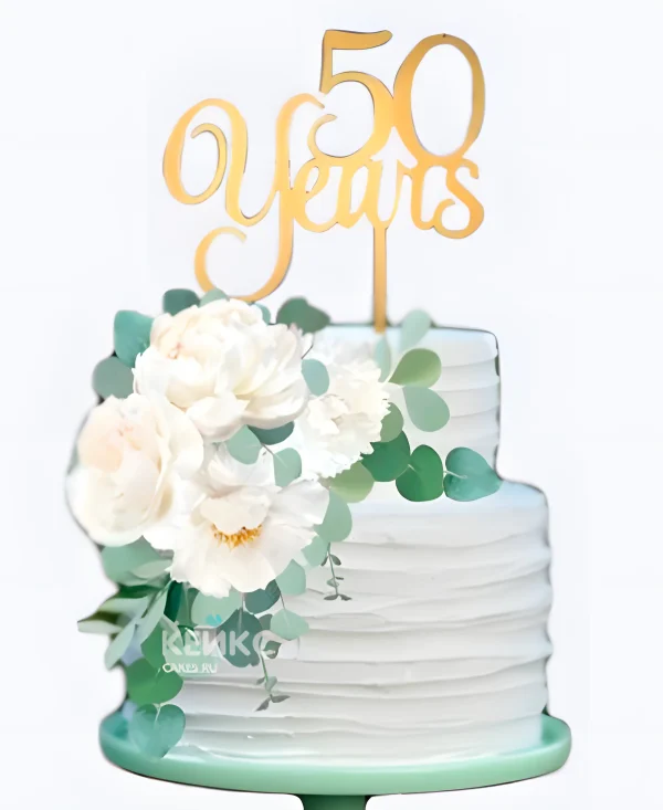 Торт с цветами на юбилей 50 лет Фото