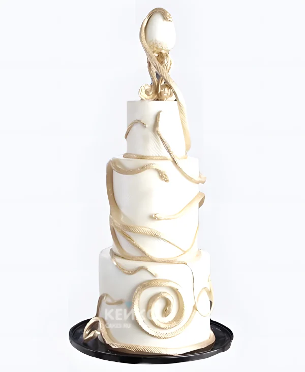 Торт с золотыми змеями Фото