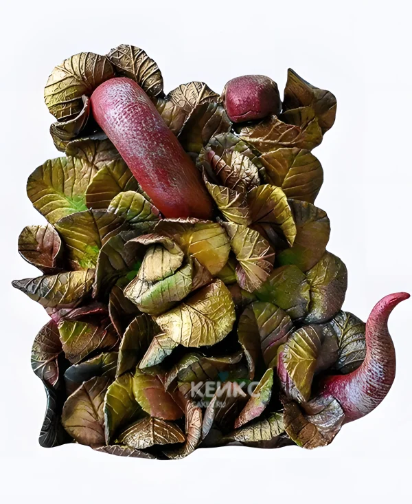 Торт Красная змея в золотых листьях 3D Фото