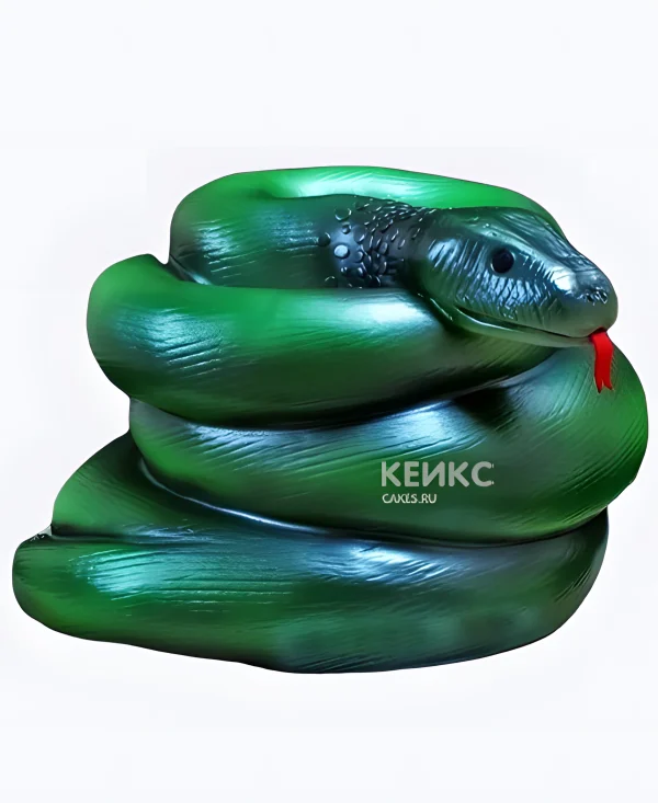 Торт Зеленая 3D змея Фото