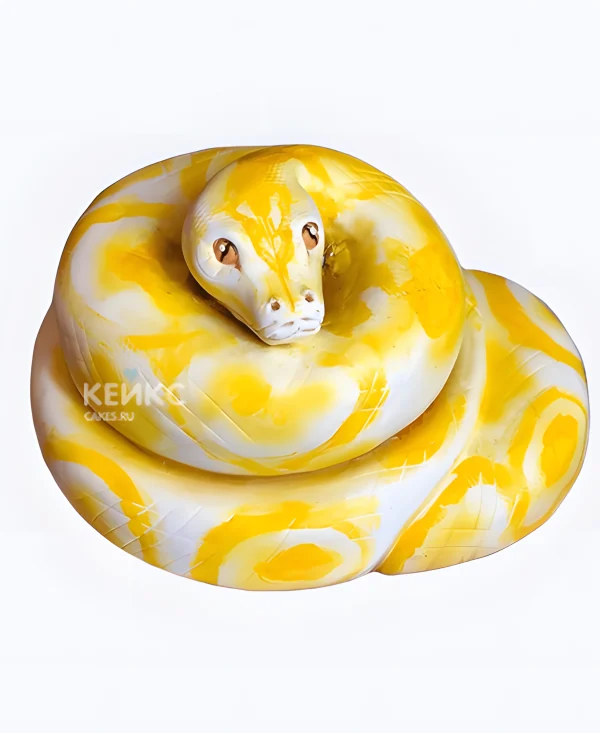 Торт желтая 3D змея Фото