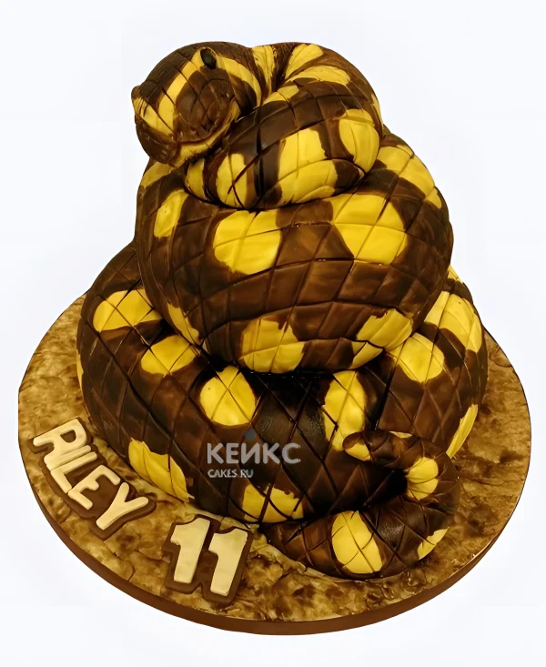 Торт Желто-коричневая змея 3D Фото
