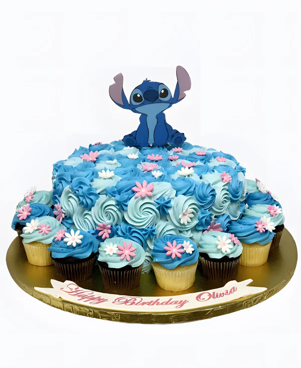 Торт Стич на цветочной полянке Фото