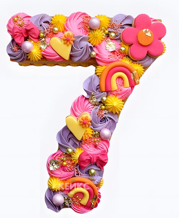 Торт 3D на день рождения девочке 7 лет Яркая радуга Фото