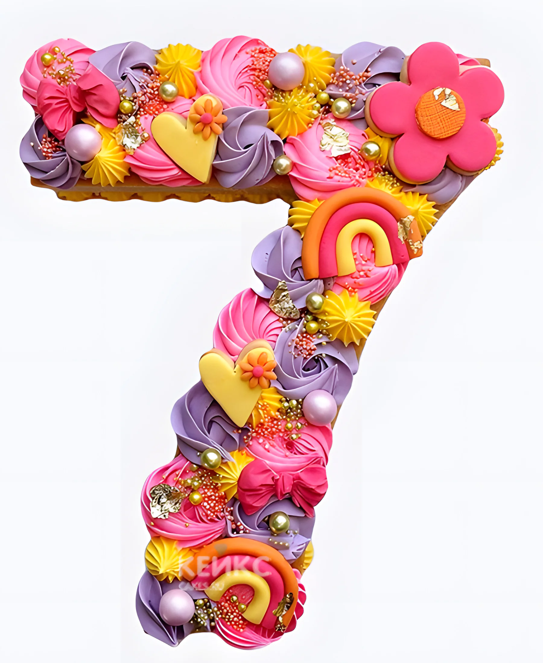 Торт 3D на день рождения девочке 7 лет Яркая радуга Фото