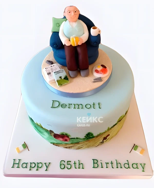 Торт в деревенском стиле дедушке на юбилей 65 лет Фото