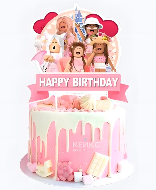 Торт в стиле Роблокс Девчачьи сладости Фото