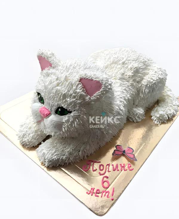 Торт в виде белой кошечки для девочки Фото