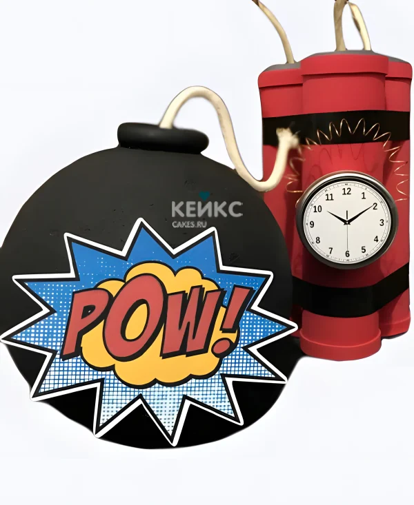 Торт в виде бомбы с динамитом и часами Фото