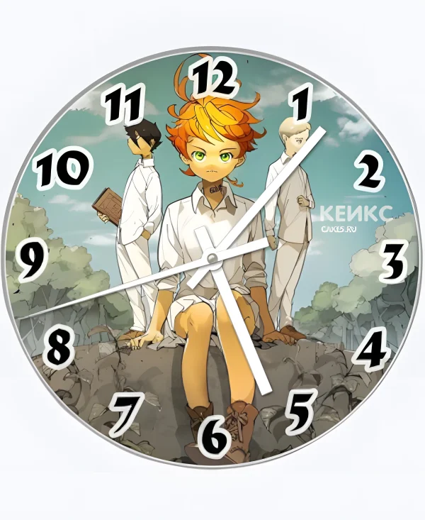 Торт в виде часов на день рождения аниме Обещанный Неверленд Фото