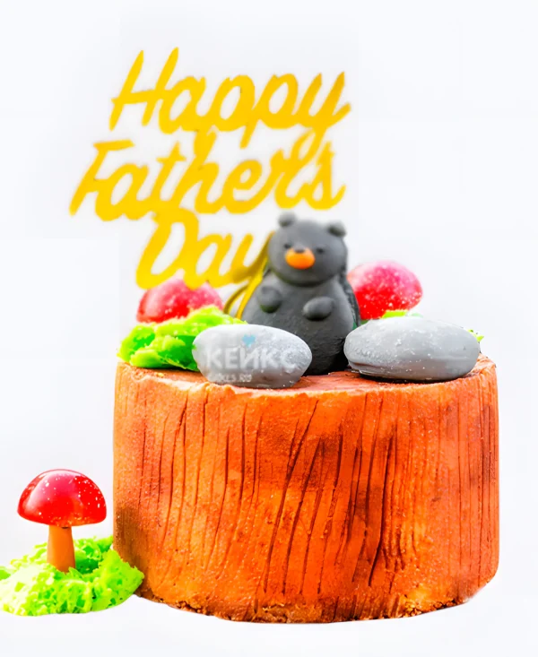 Торт в виде пня на юбилей папе Фото